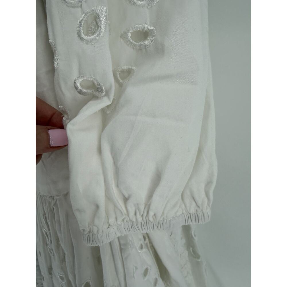 Avec Les Filles Women's White Eyelet Cotton Lined Shirt Dress Size 8 - Picture 6 of 12